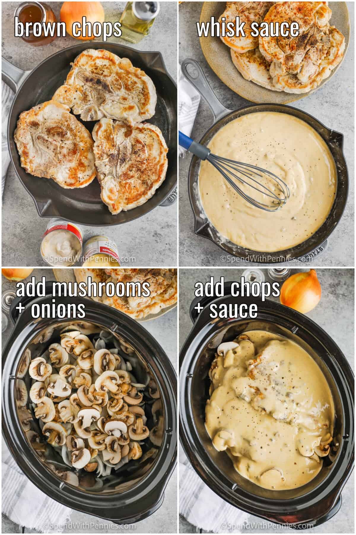 Steps for making crock pot pork chops