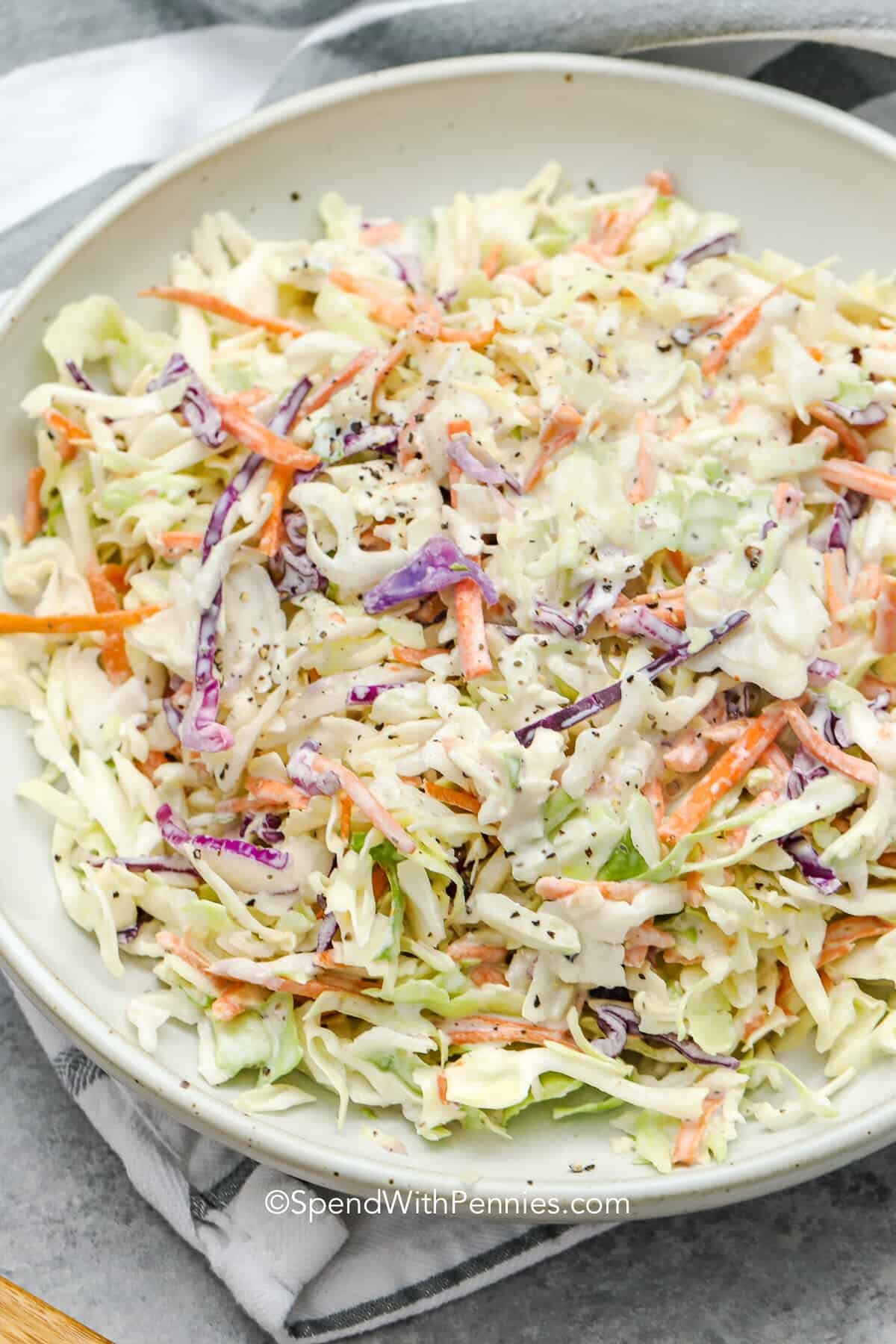 a prepared coleslaw recipe in a bowl 