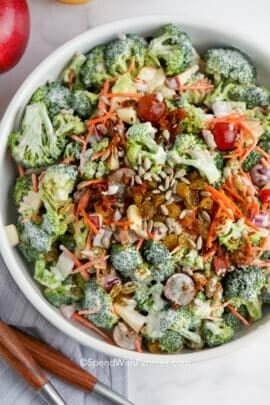 top view of Broccoli Salad in a bowl