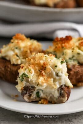 Crab Stuffed Mushrooms on a plate