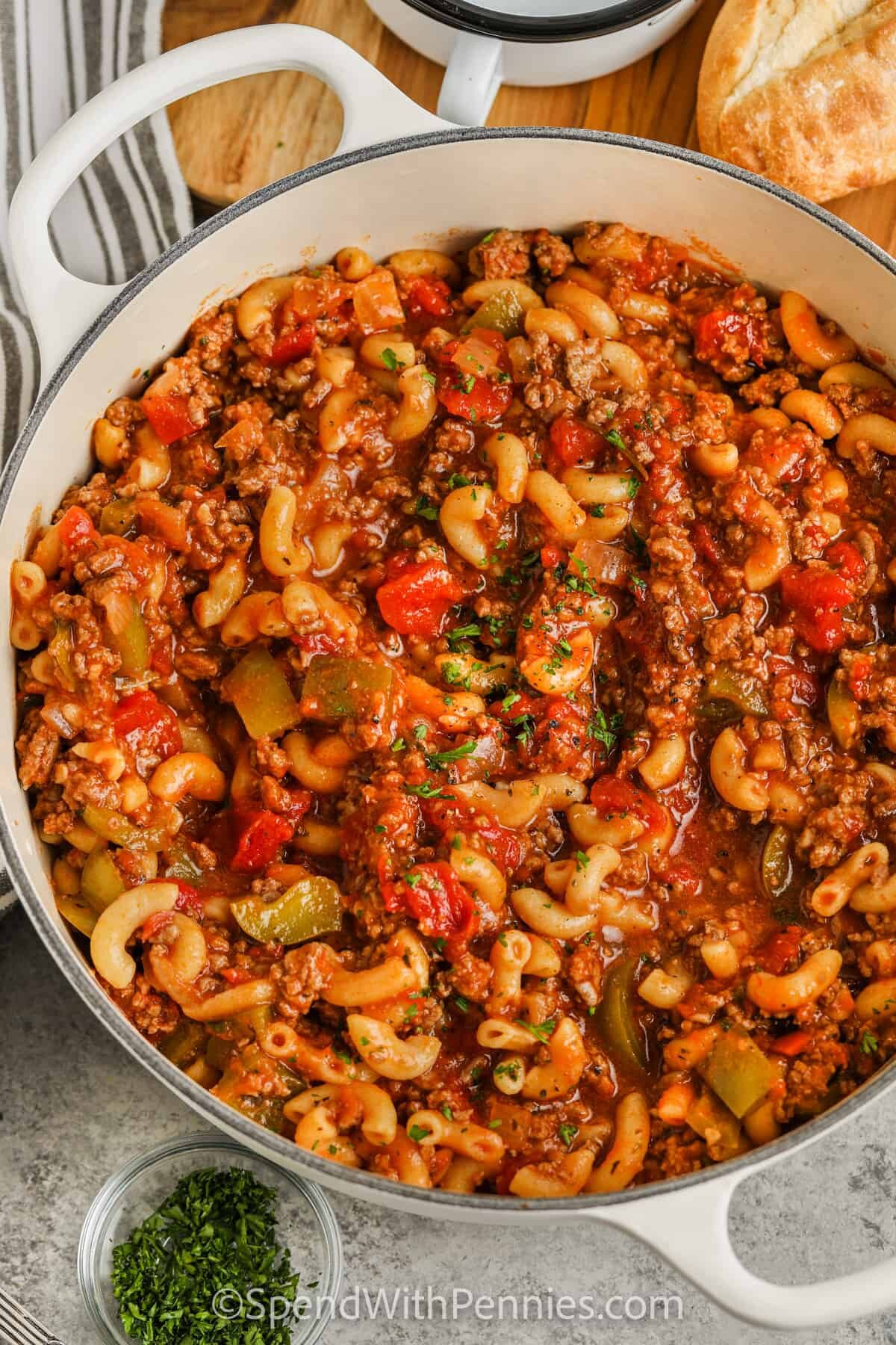 American Goulash cooked in the pot