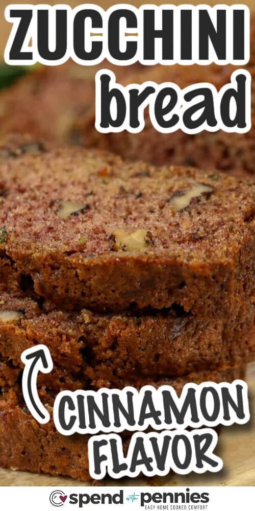 close up of The Best Zucchini Bread with writing