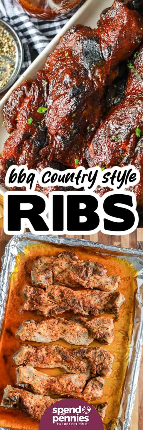 BBQ Country Style Ribs with and without bbq sauce with a title