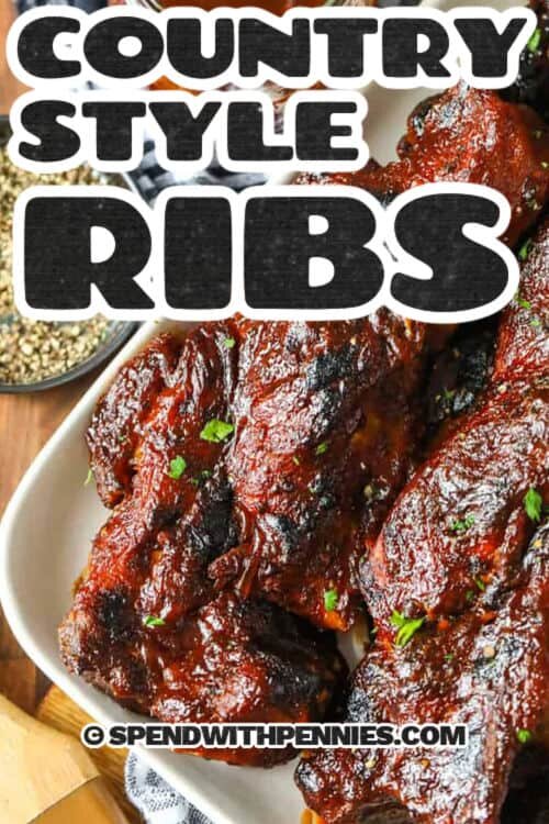 plate of BBQ Country Style Ribs with a title